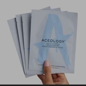 Aceology Brightening Exfoliating, Biodegradable Mask 4 Pack .20 Oz Each NIB